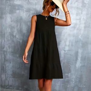 Black, summer, sleeveless swing dress (14)